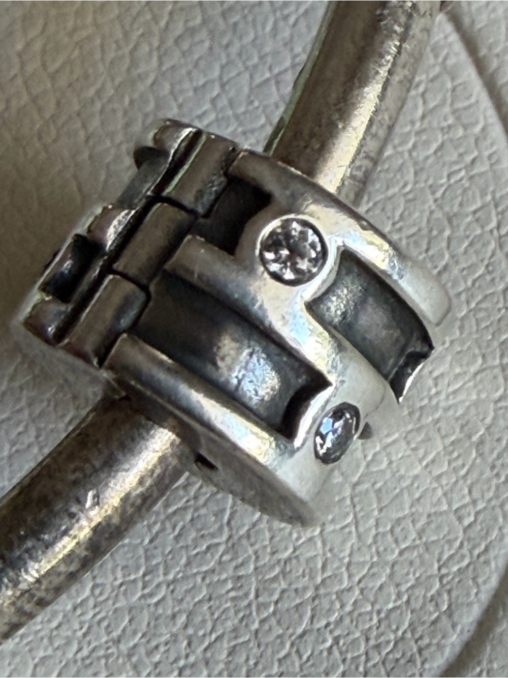 Authentic Pandora Silver CZ SPARKLING ABSTRACT Clip Charm